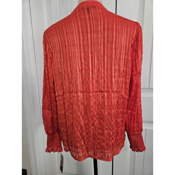 Nanette Lepore Striped Lurex Blouse In Saffron Sun M Button Down Nwt Top Career - Picture 4 of 10
